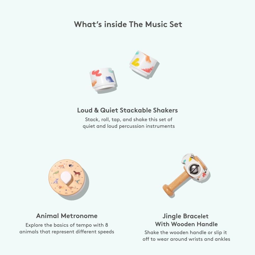 LOVEVERY | The Music Set | 6 Montessori Musical Instruments & Rhythm Book