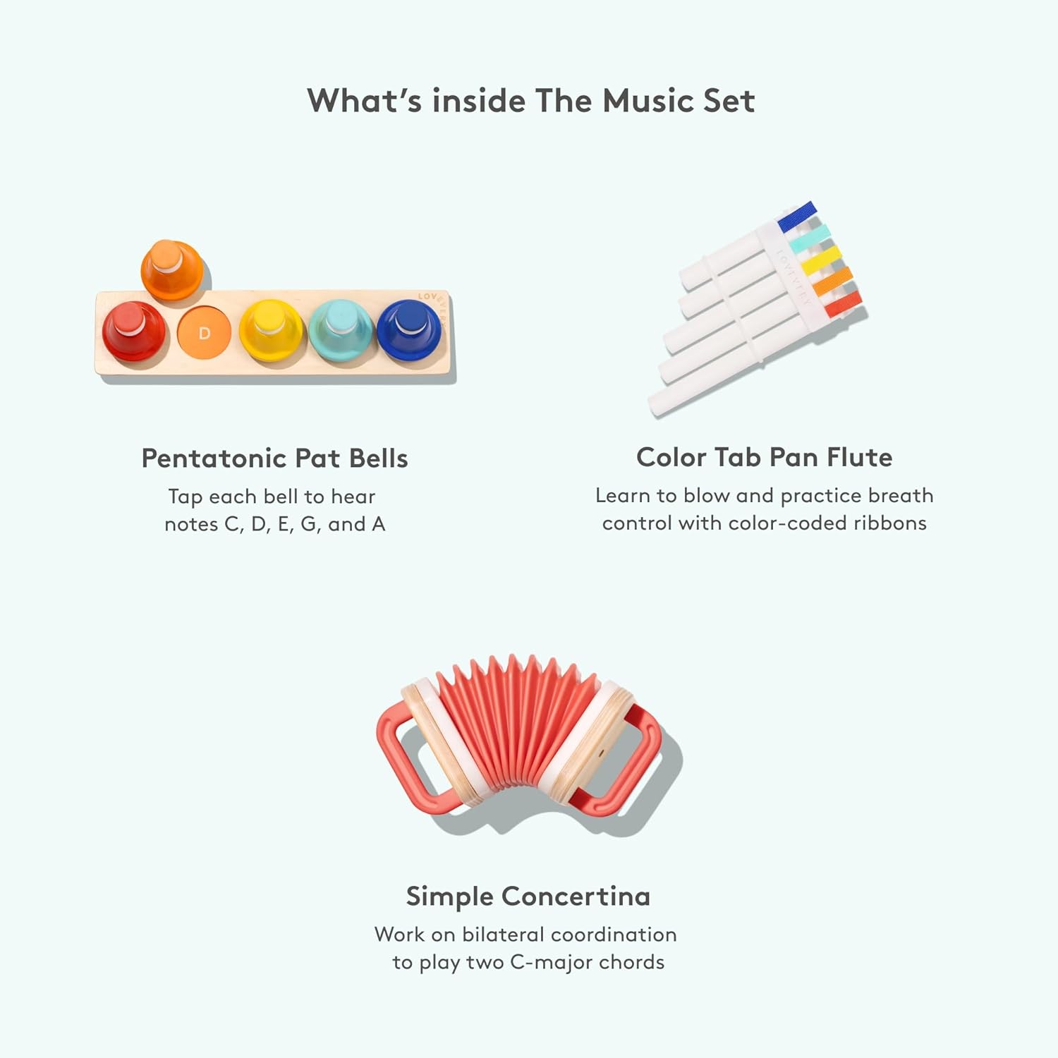 LOVEVERY | The Music Set | 6 Montessori Musical Instruments & Rhythm Book