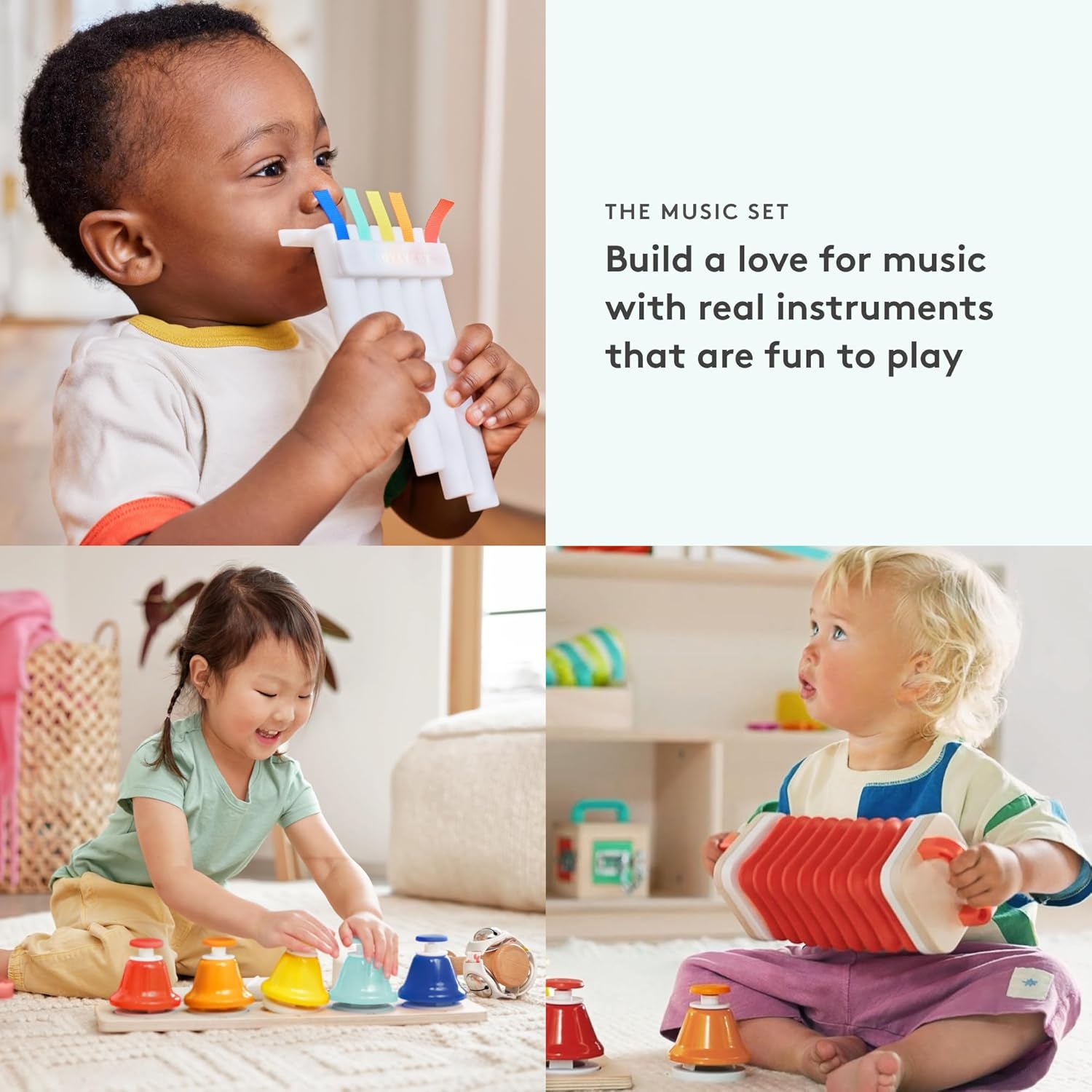 LOVEVERY | The Music Set | 6 Montessori Musical Instruments & Rhythm Book