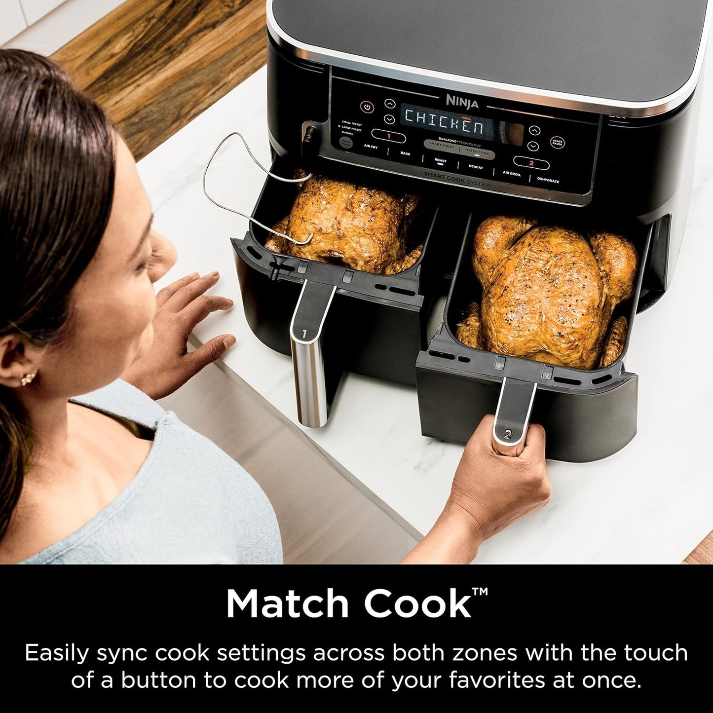DualZone Smart XL Air Fryer with 2 Independent Baskets 